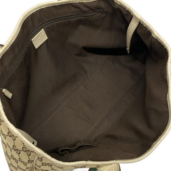 Gucci Tote Prince GG Pattern Beige Dark Brown Ivory Leather - Picture 7 of 15